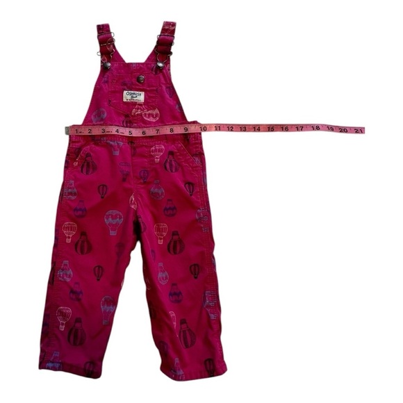 OshKosh B'gosh Hot Air Balloon Print Pink Girls Bib Overalls - Size 12 Months - Picture 6 of 9